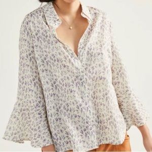 Anthropologie Cream and Purple Blouse
